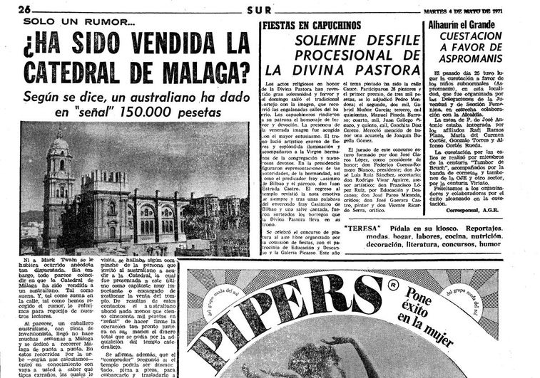 De cómo un pimpi vendió la catedral de Málaga a un guiri por ciento cincuenta mil pesetas